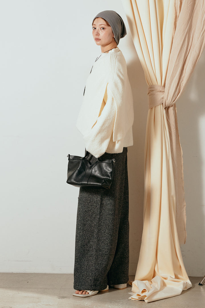 【着回しセット】[SET]ケープデザインリブニットトップス+ケープデザインリブニットトップス(2set)