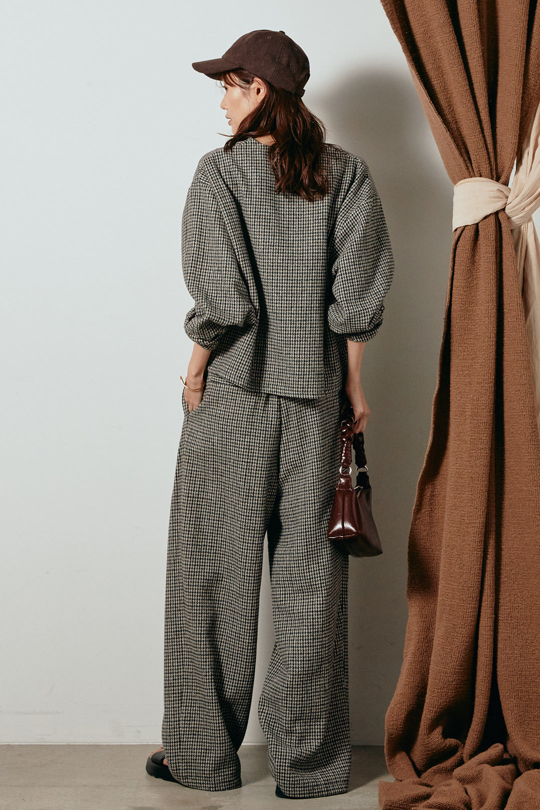 [SET]ノーカラーガンクラブチェックジャケット+ガンクラブチェックタックパンツ(2set)