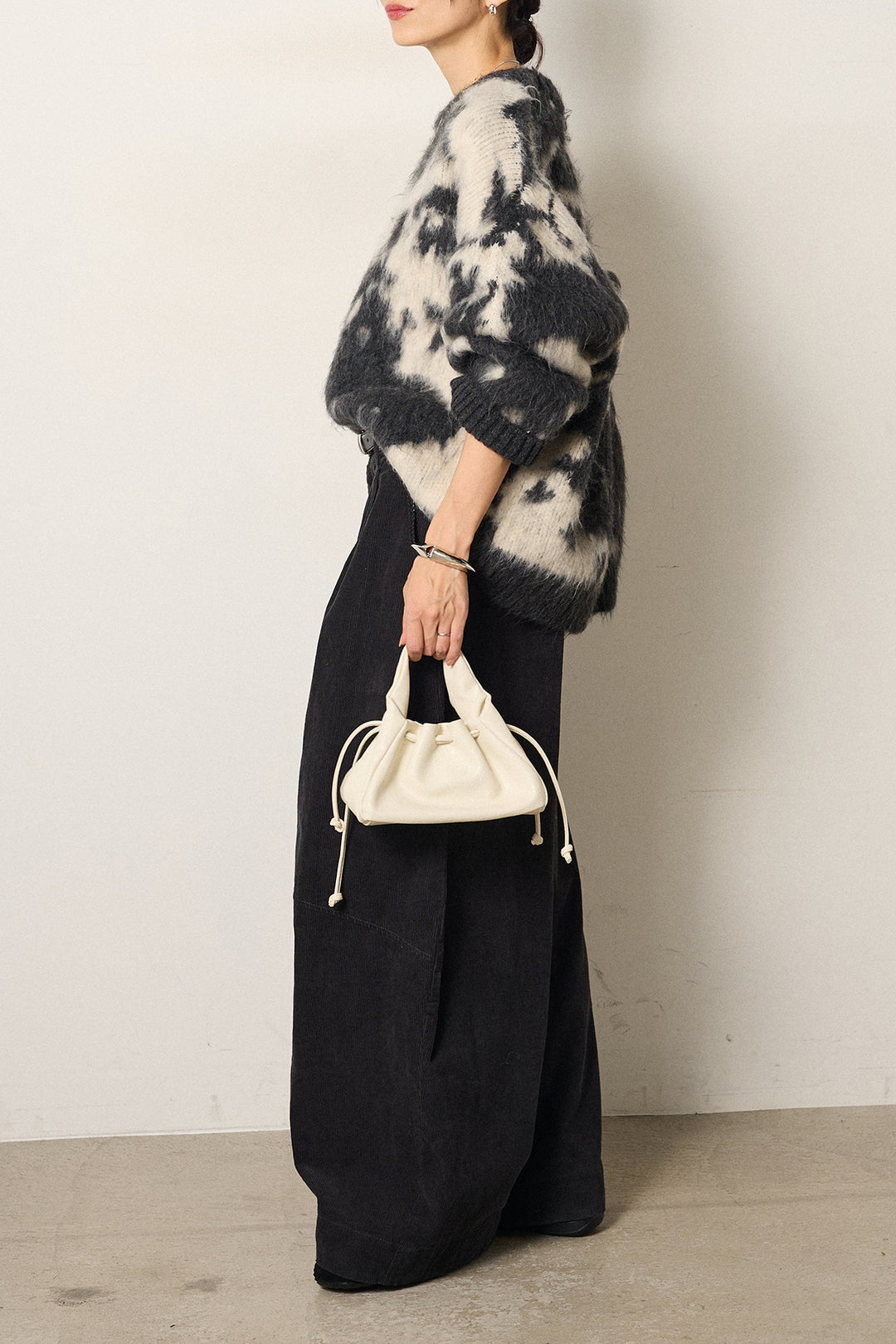 【着回しセット】[SET]モヘアタッチマーブルニット+モヘアタッチマーブルニット+タック入りコーデュロイワイドパンツ(3set)