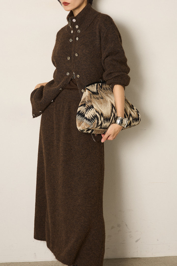 [SET]ハイネックメタルプレートニットスカートSETUP