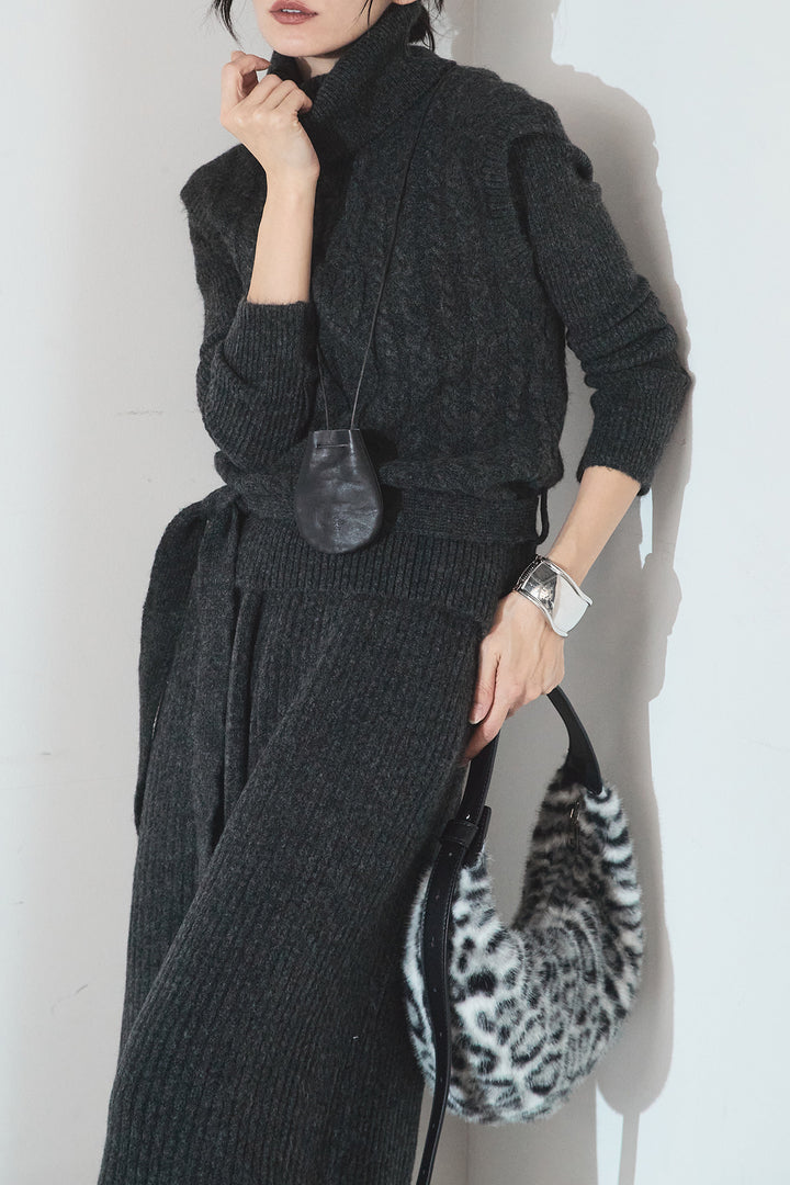 [SET]3ピースハイネックニットベストSETUP