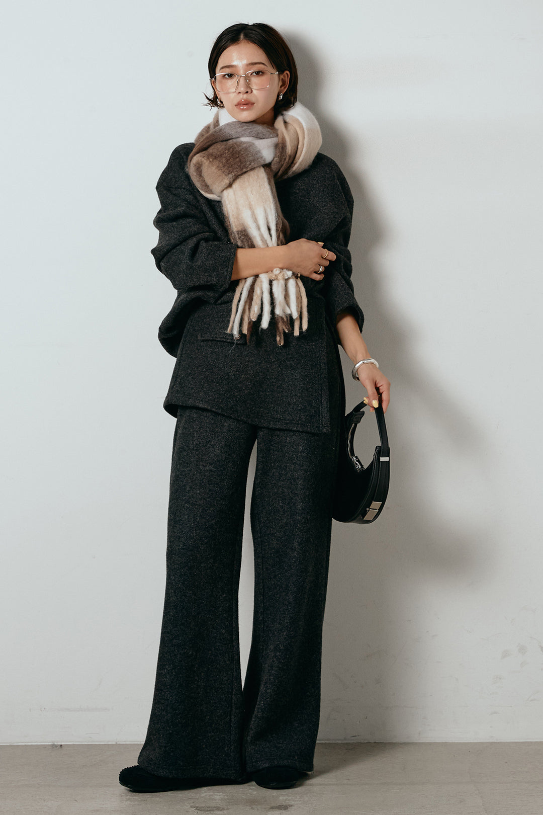 [SET]チェックマフラー付きニットSETUP