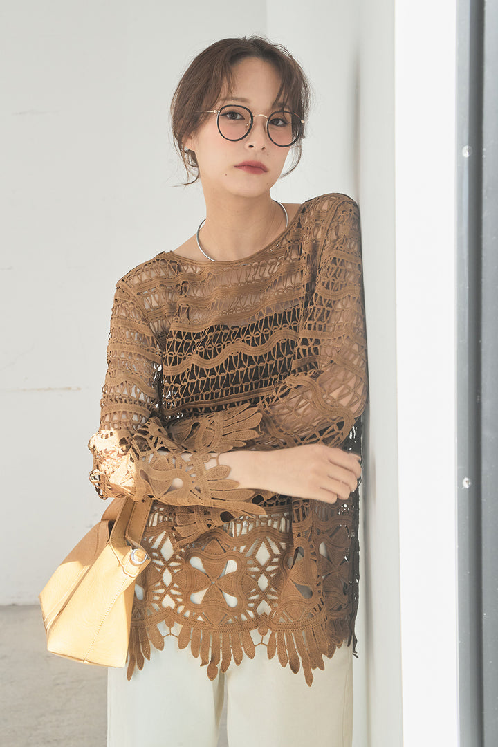 [SET]裾デザインメッシュプルオーバー+スプリングカラーデニムパンツ(2set)