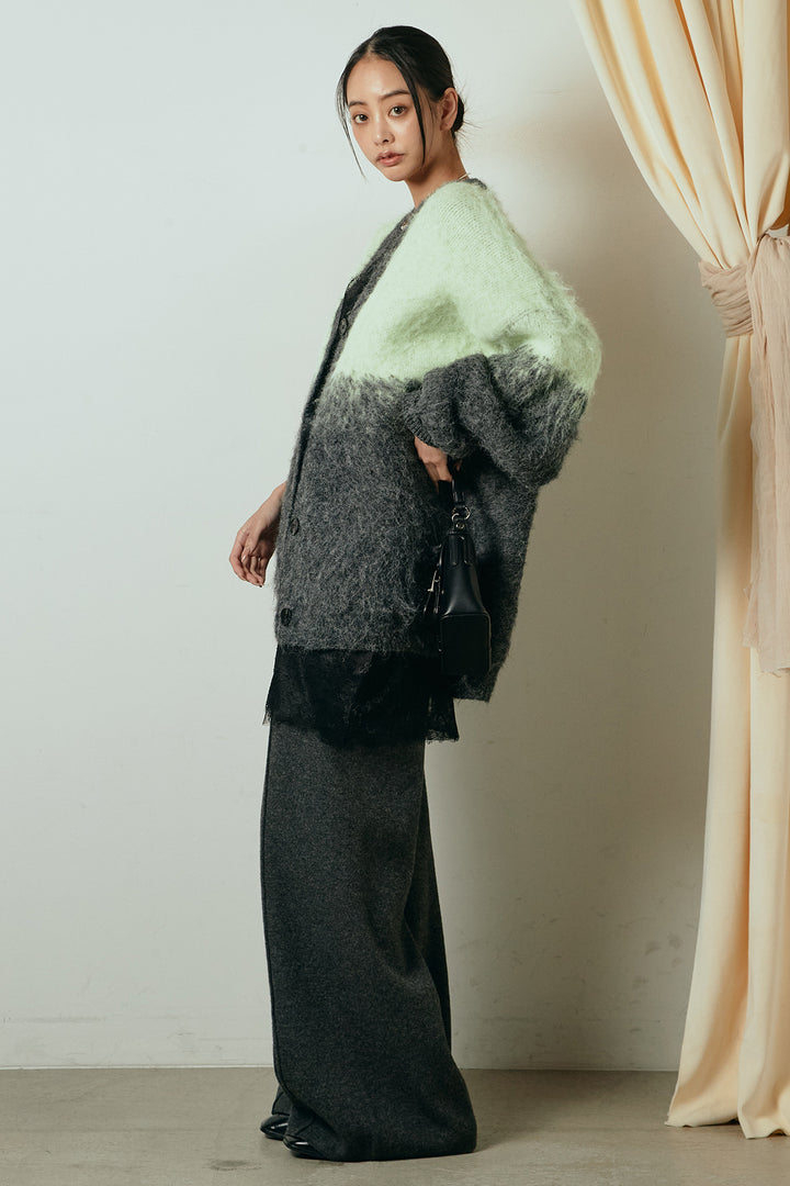 [SET]起毛グラデーションニットカーディガン+センターラインニットパンツ(2set)