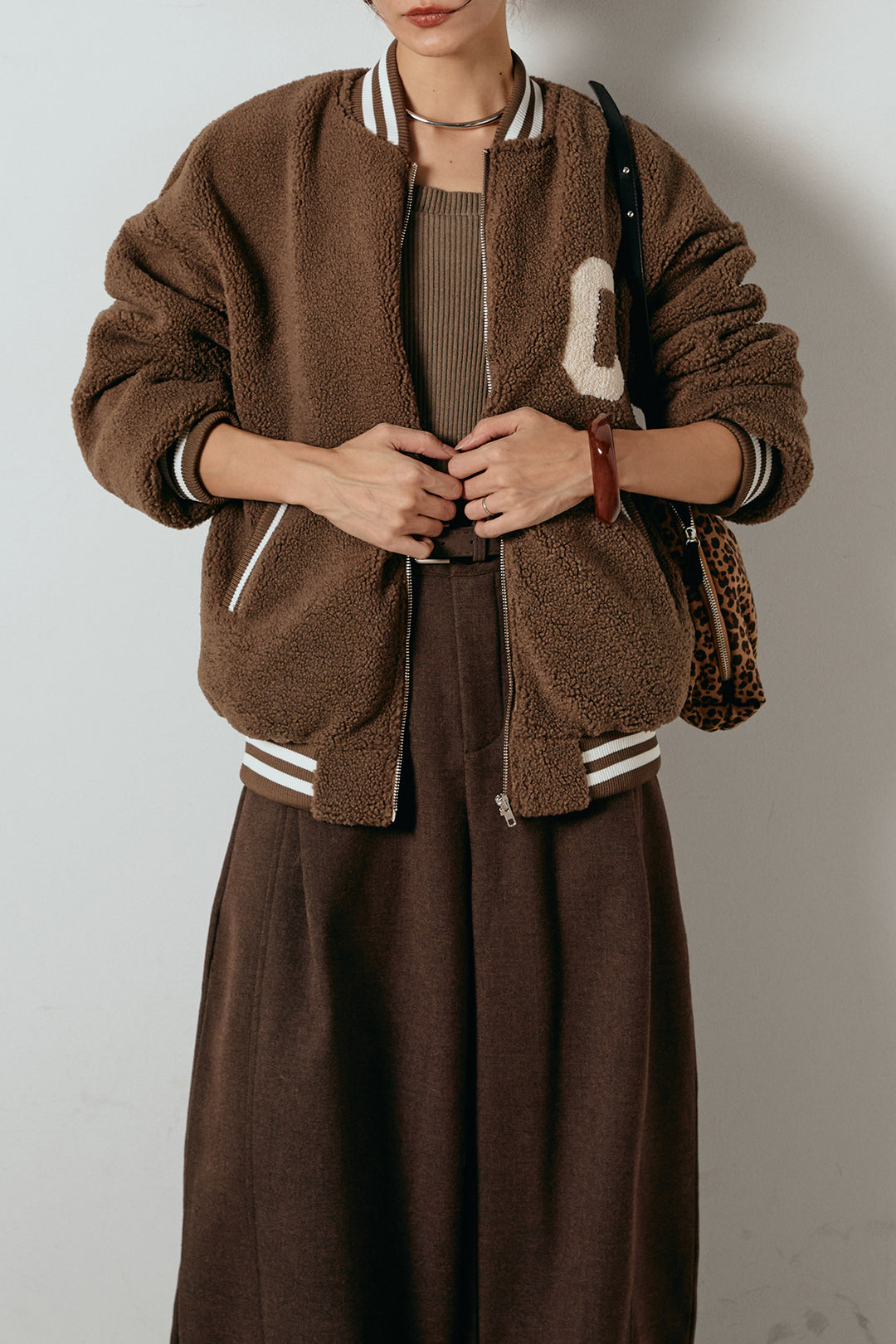 [SET]ロゴスタジャンボアブルゾン+ポーチベルト付きカーブパンツ(2set)