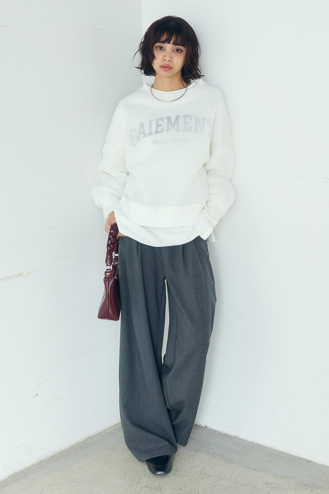 [SET]クリアダンボールプルオーバー+斜めボタンタック入りスラックス(2set)