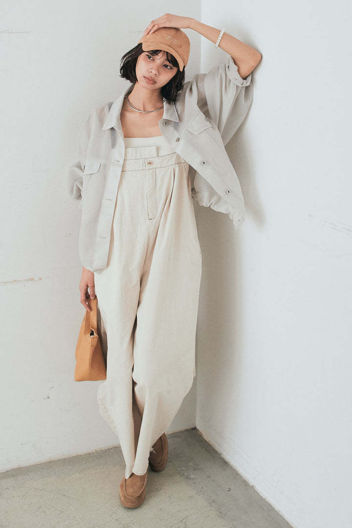 [SET]シアーダンボールサイドドロストジャケット+綿ツイルアシメサロペット(2set)