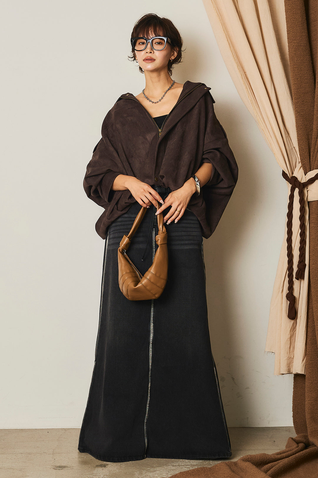 【即納】バルーンシルエットフェイクスエードブルゾン