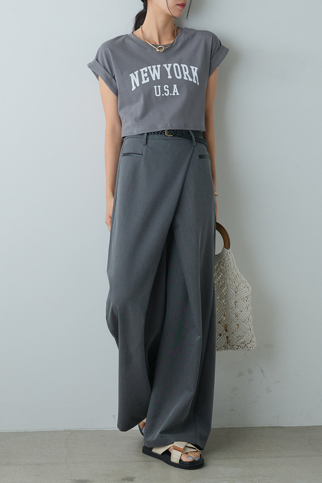 [着回しセット]ショート丈NEWYORKロゴTシャツ+ショート丈NEWYORKロゴTシャツ(2set)
