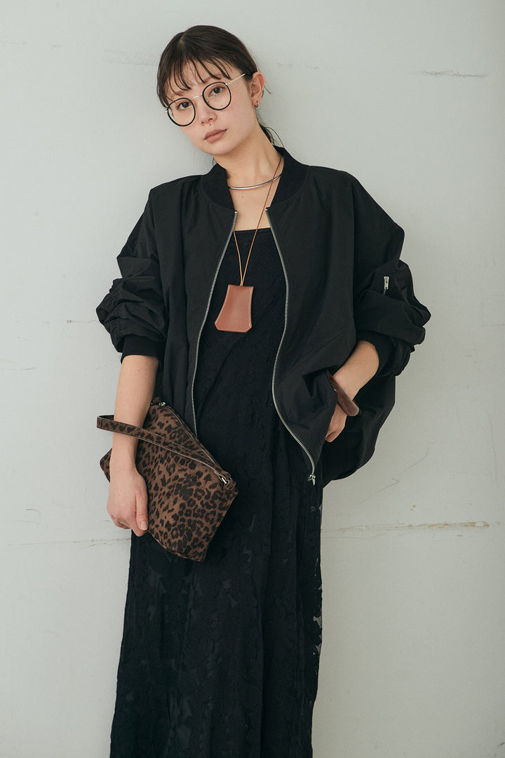 [SET]袖シャーリングオーバーサイズMA1+総レースキャミワンピース(2set)