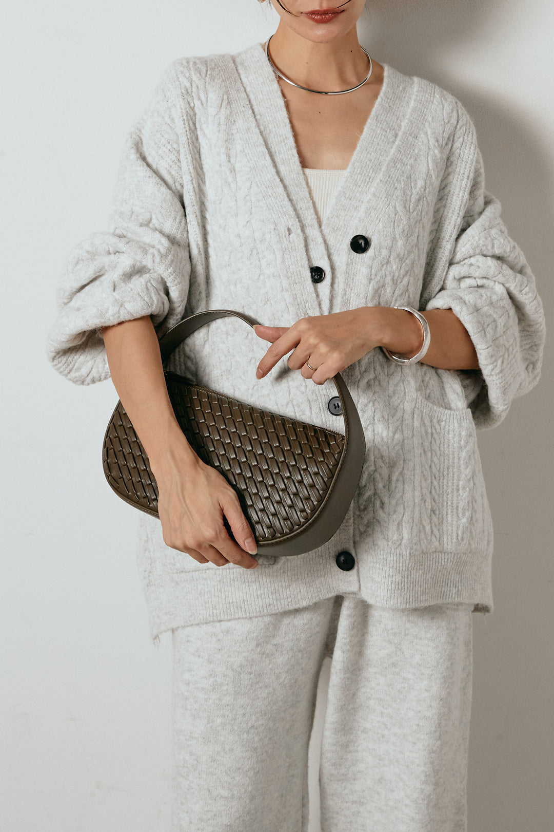 [SET]3ピースフロントボタンニットSETUP