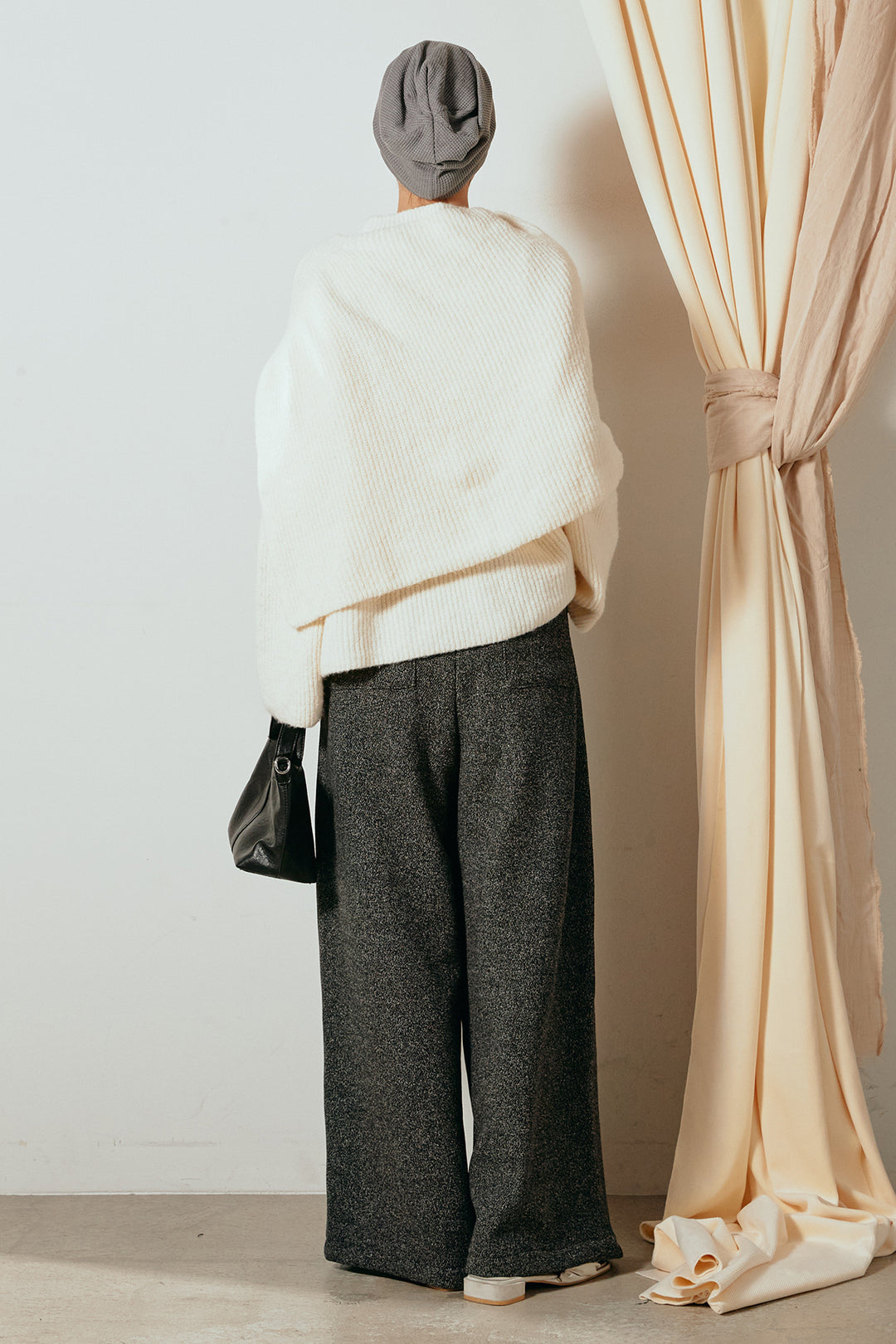 【着回しセット】[SET]ケープデザインリブニットトップス+ケープデザインリブニットトップス(2set)