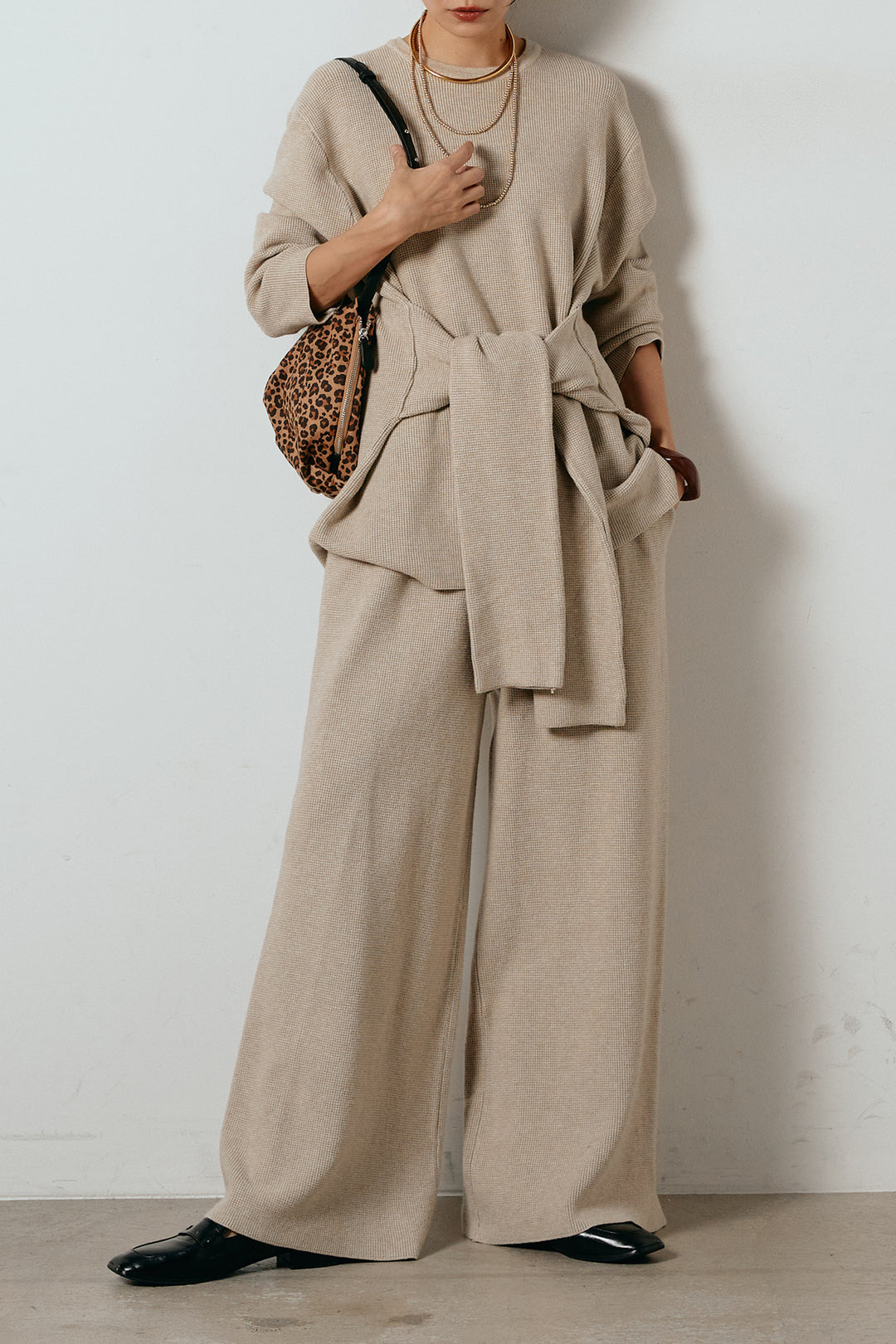 [SET]ウエスト巻きワッフルニットSETUP