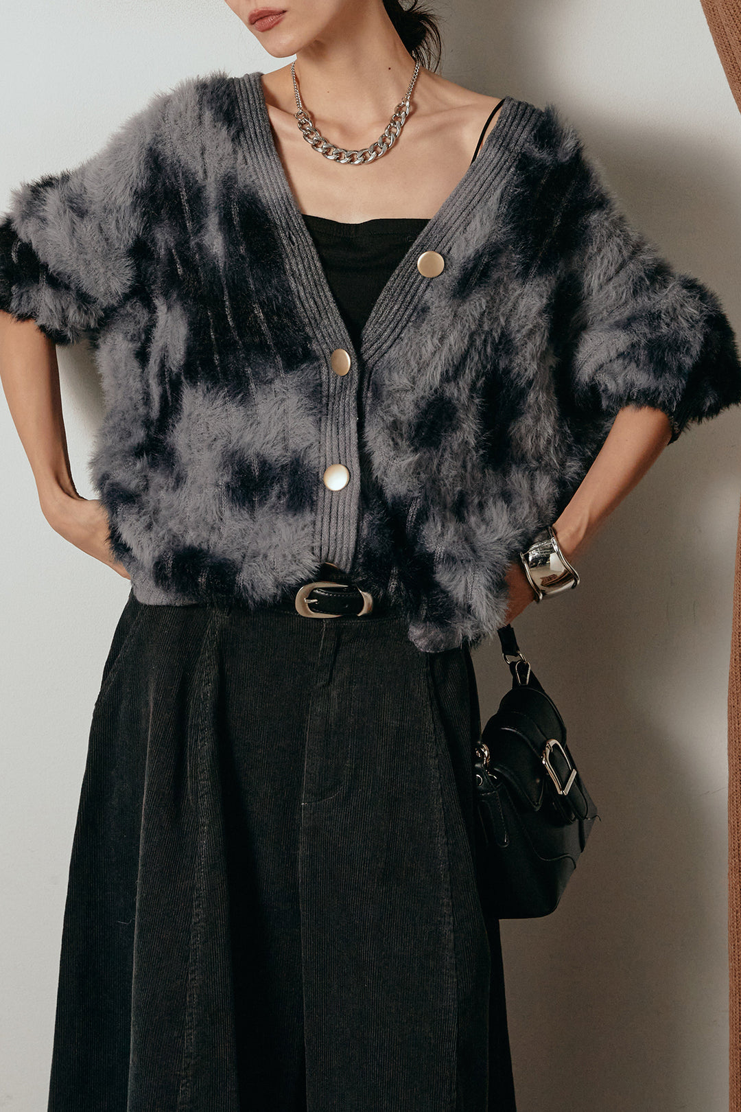 【即納】タイダイ柄シャギーニットカーディガン