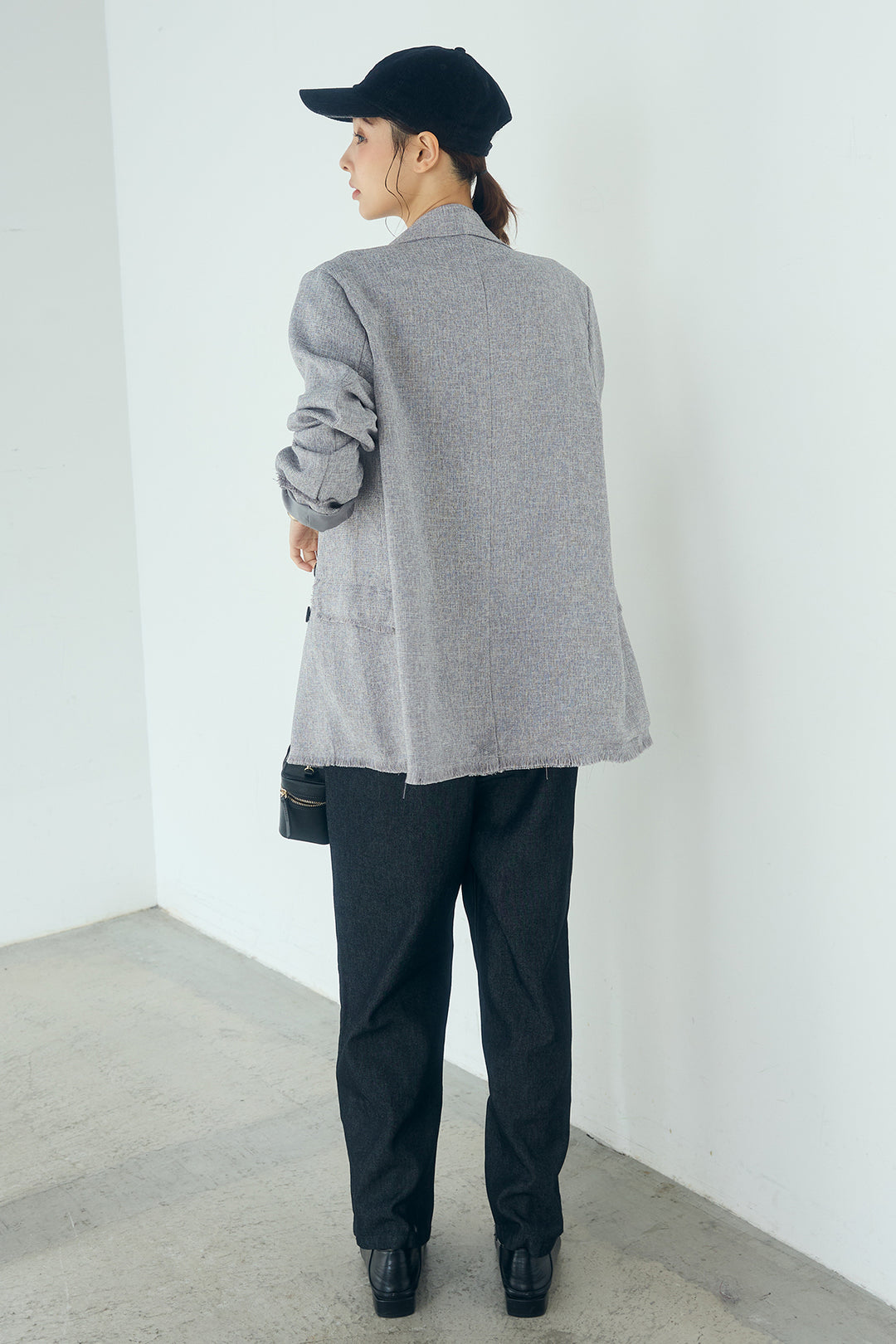 [SET]スラブネップツイードフリンジテーラードジャケット+デニムペプラムコンビネゾン(2set)