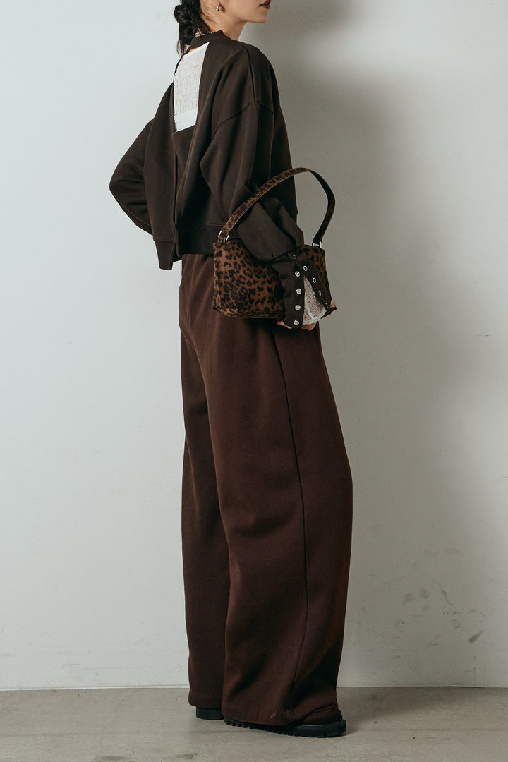 [SET]裏毛バックオープンプルオーバー+裏起毛スウェットワイドパンツ(2set)