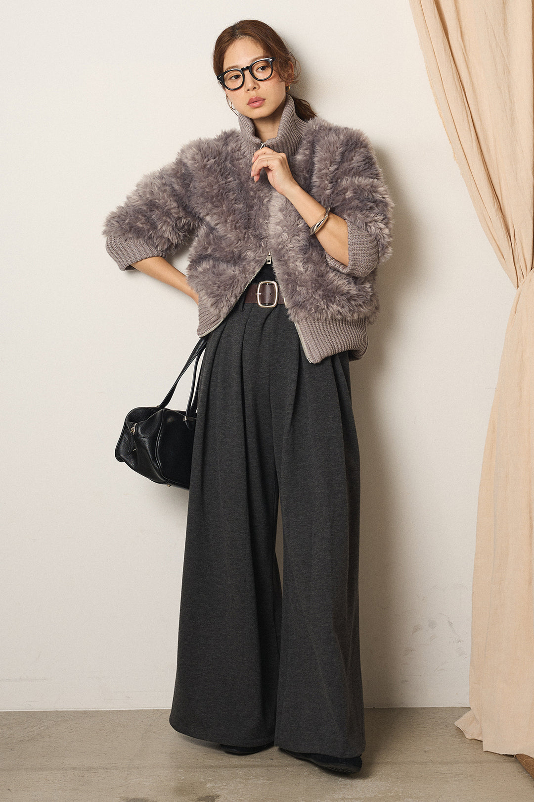 ハイネックボアブルゾン