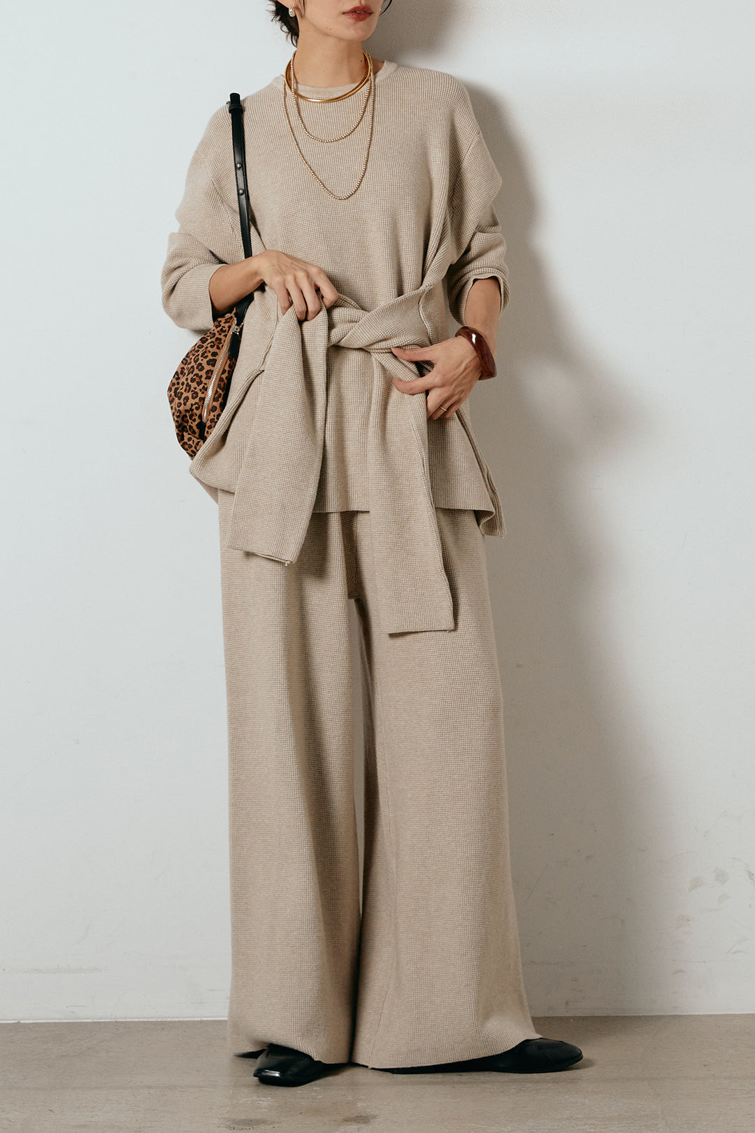 [SET]ウエスト巻きワッフルニットSETUP