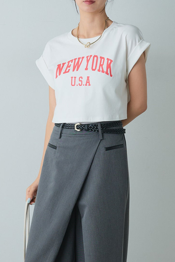 [着回しセット]ショート丈NEWYORKロゴTシャツ+ショート丈NEWYORKロゴTシャツ(2set)
