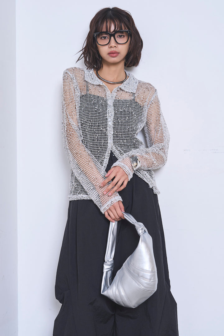 [SET]ネップメッシュポロ襟カーディガン+ドライタフタタックバレルパンツ(2set)