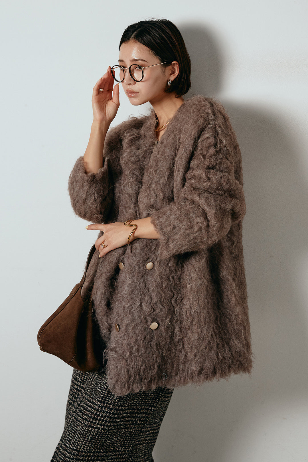 ウェーブシャギーニットジャケット