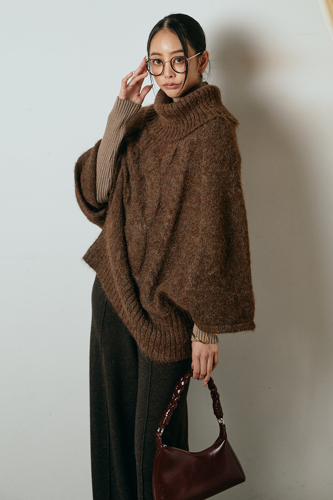 [SET]起毛ミディアムスリーブニットトップス+センターラインニットパンツ(2set)