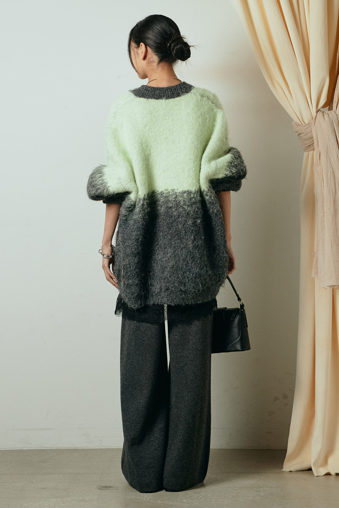 [SET]起毛グラデーションニットカーディガン+センターラインニットパンツ(2set)