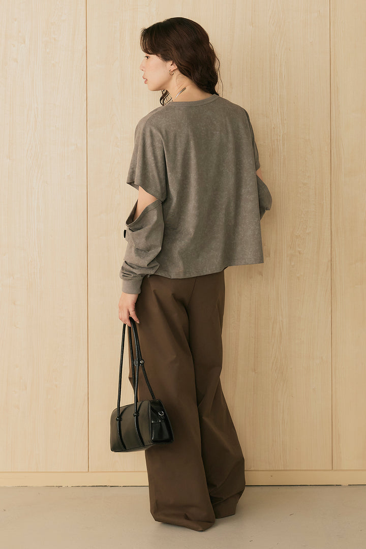 [SET]セパレートフェードTシャツ+ニーサイドタックウエストドロストパンツ(2set)