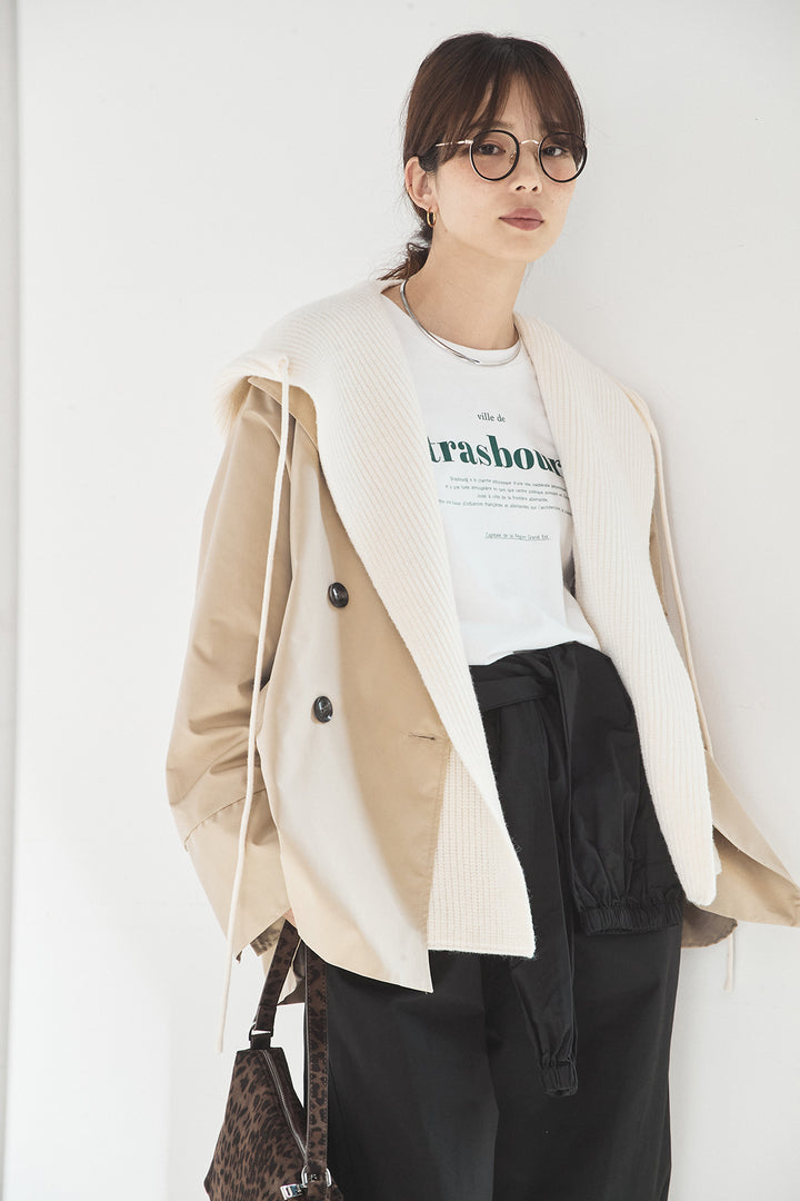 [SET]ナイロントレンチコート+合繊ツイルスタンドウエスト巻きジョガーパンツ(2set)