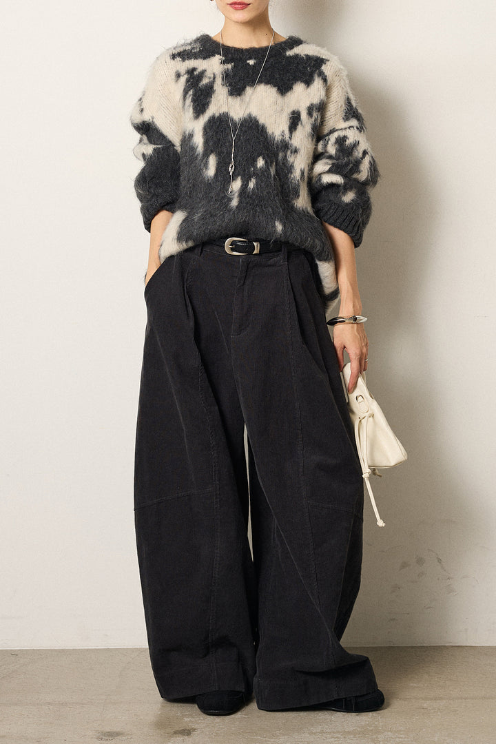 【着回しセット】[SET]モヘアタッチマーブルニット+モヘアタッチマーブルニット+タック入りコーデュロイワイドパンツ(3set)