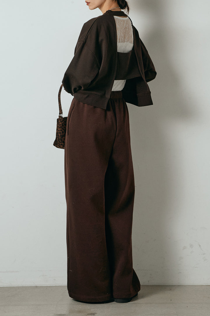 [SET]裏毛バックオープンプルオーバー+ストレッチレースクルーネックインナー(2set)