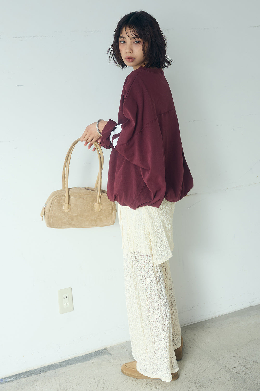 [SET]裾ドロストナンバービッグTシャツ+ストレッチレースパンツ＆ラップスカートセット(2set)