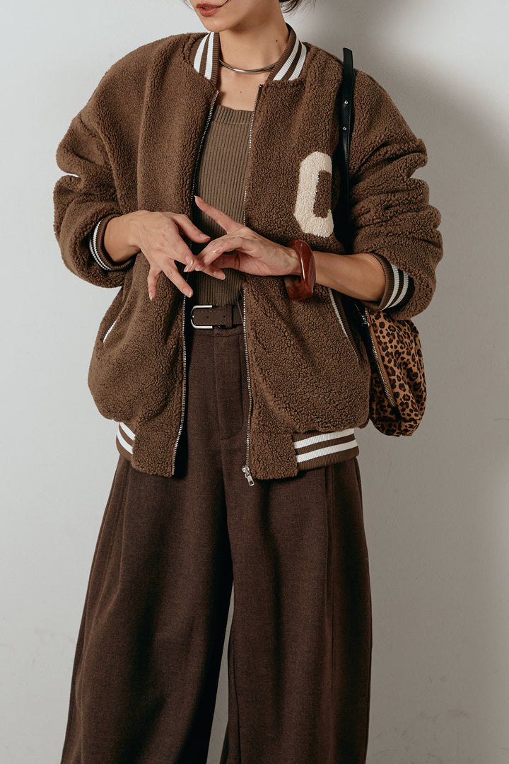 [SET]ロゴスタジャンボアブルゾン+ポーチベルト付きカーブパンツ(2set)