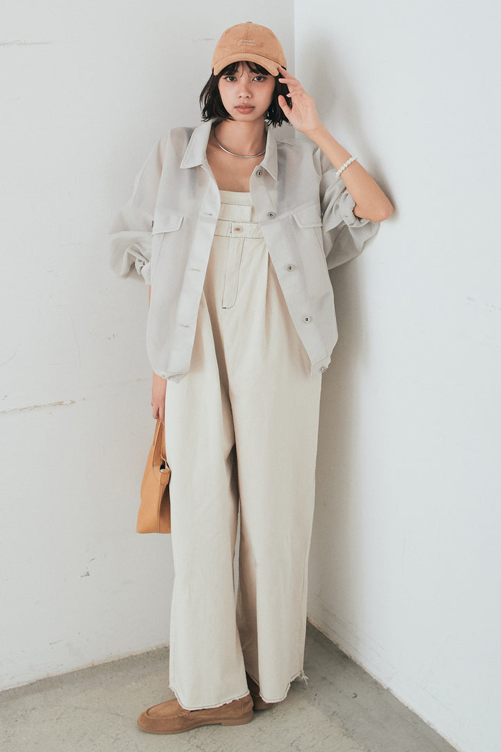 [SET]シアーダンボールサイドドロストジャケット+綿ツイルアシメサロペット(2set)