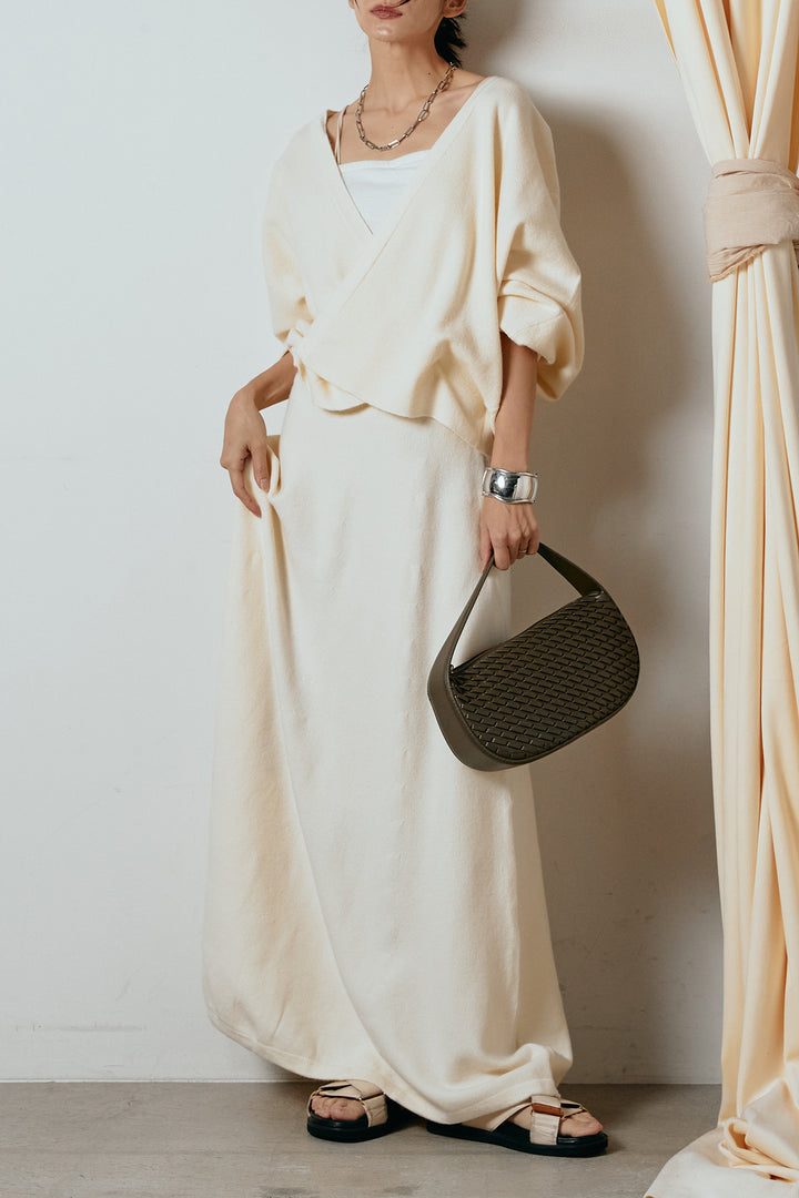 [SET]カシュクールニットカーディガン+ニットロングスカート(2set)