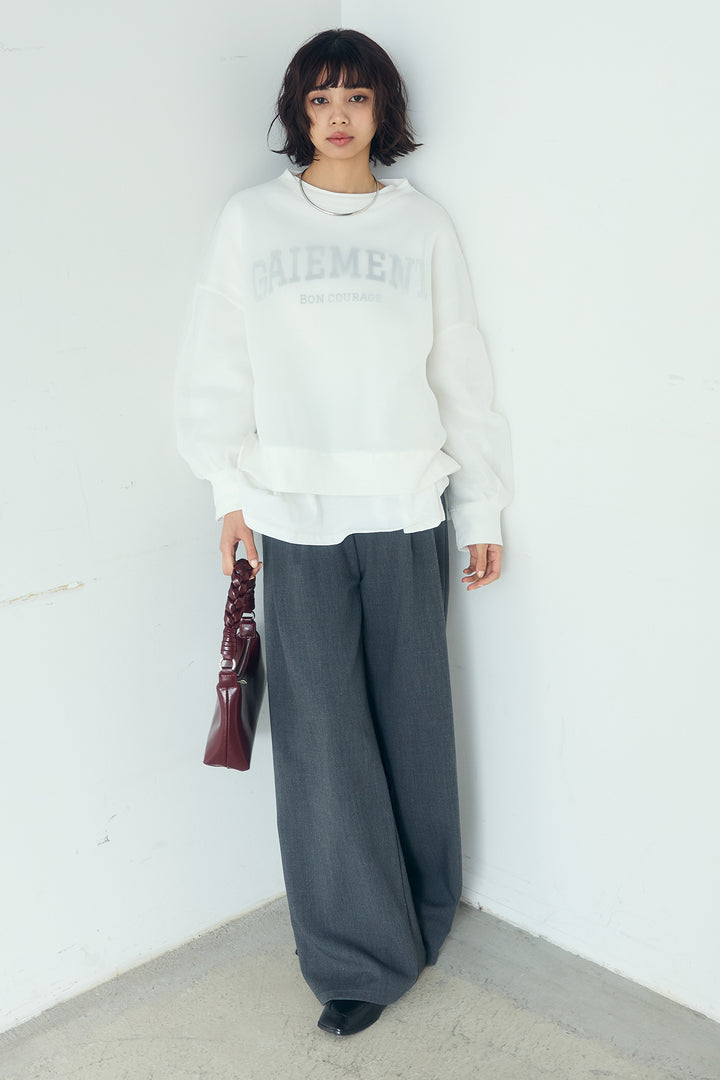 [SET]クリアダンボールプルオーバー+斜めボタンタック入りスラックス(2set)