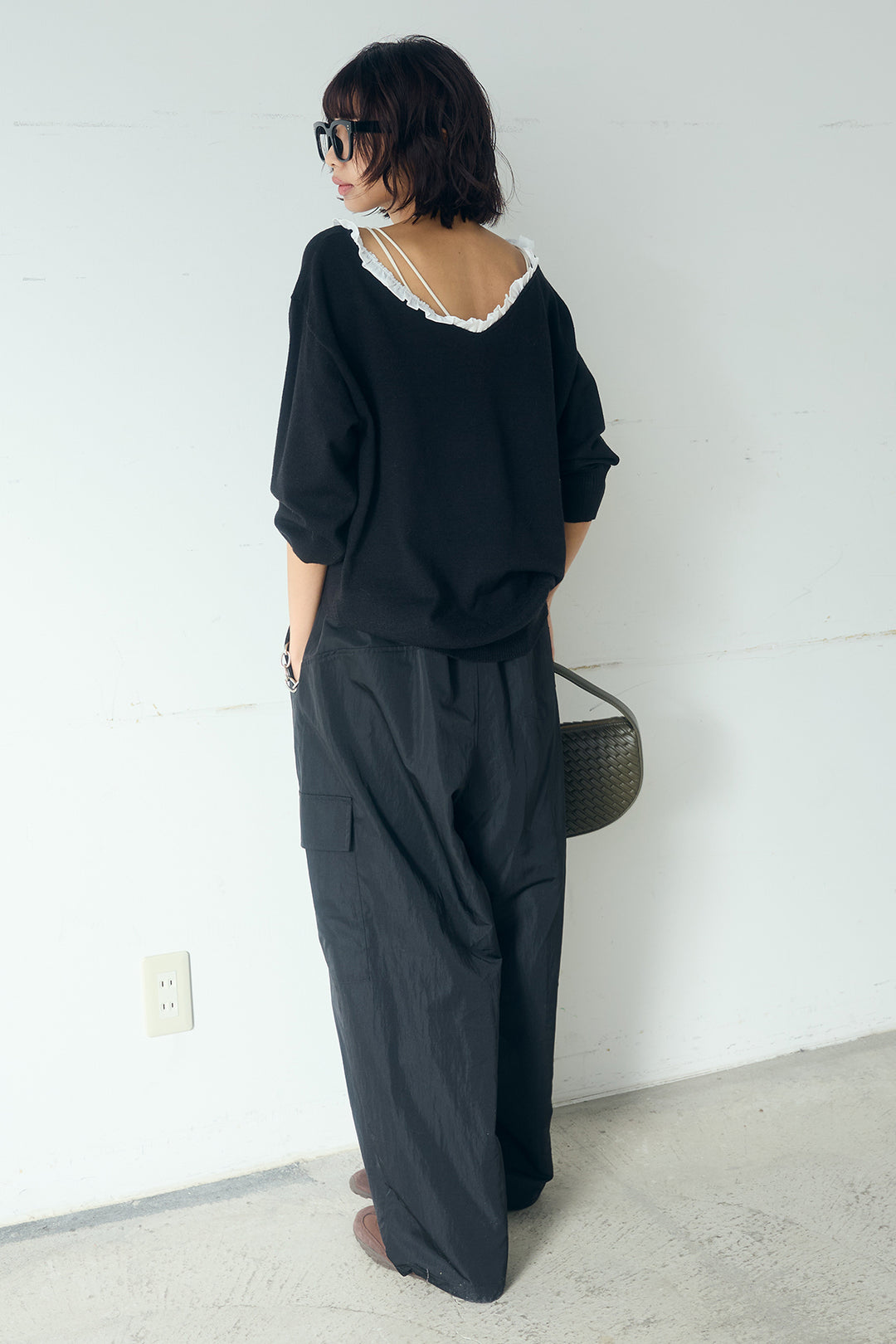 [SET]クールクール異素材コンビオフショルプルオーバー+撥水ジョガーパンツ(2set)