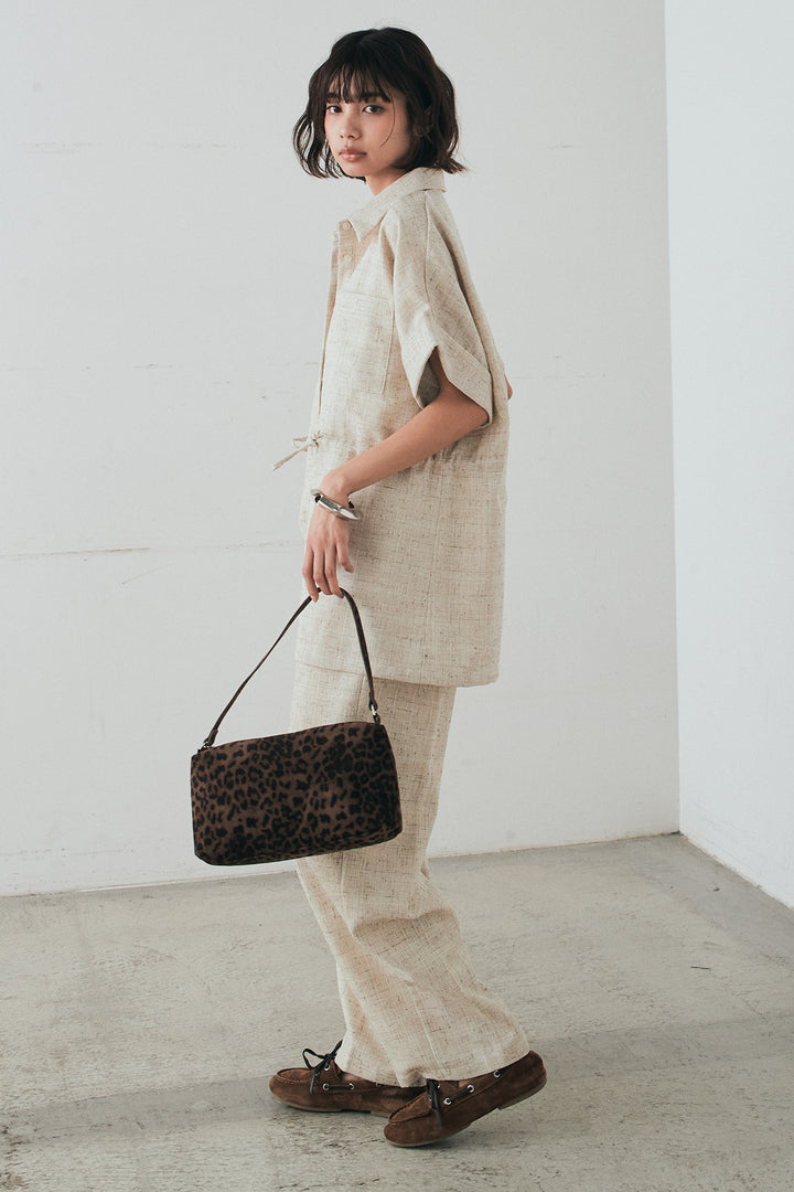 [SET]ツイードウエストドロストシャツ+ツイードタックパンツ(2set)