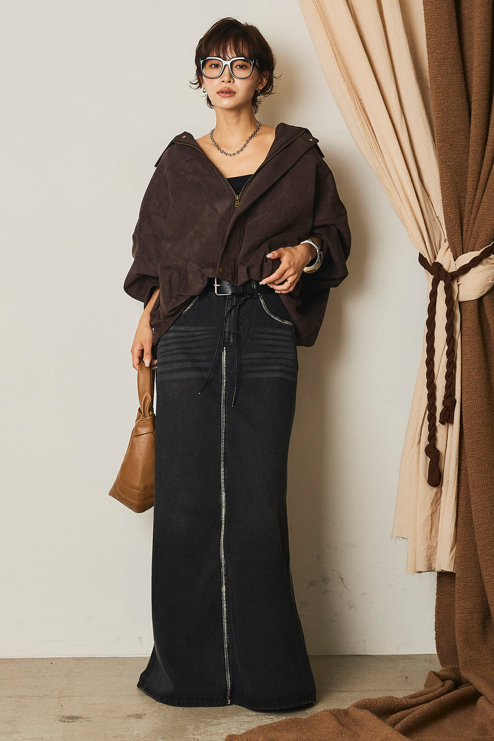 【即納】バルーンシルエットフェイクスエードブルゾン