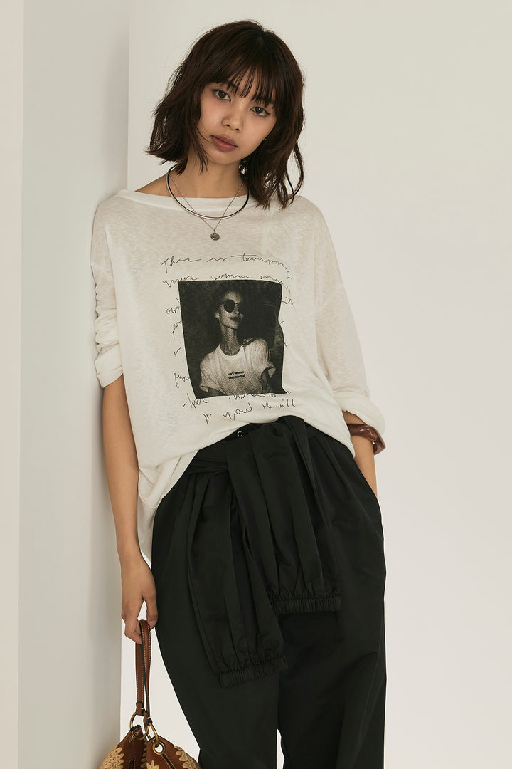 [SET]ヴィンテージグラフィックロンT+合繊ツイルスタンドウエスト巻きジョガーパンツ(2set)