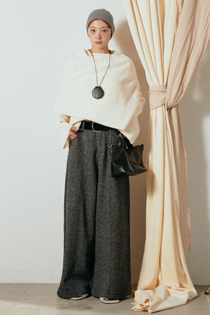 【着回しセット】[SET]ケープデザインリブニットトップス+ケープデザインリブニットトップス(2set)