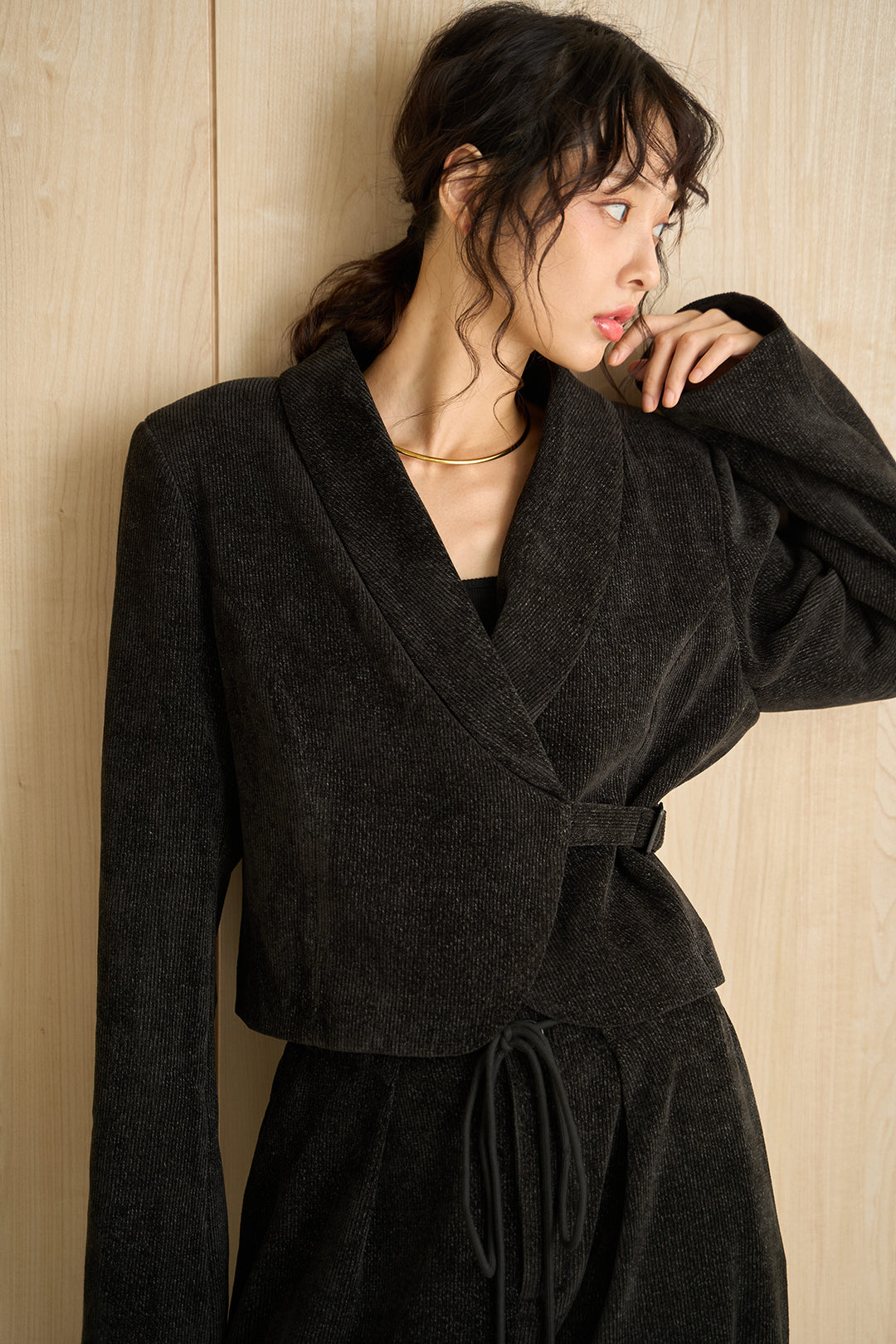 [SET]ラウンドカラークロップドジャケットSETUP