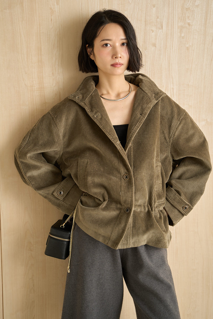 [SET]コーデュロイスタンドカラージャケット+リラックスニットショートパンツ(2set)