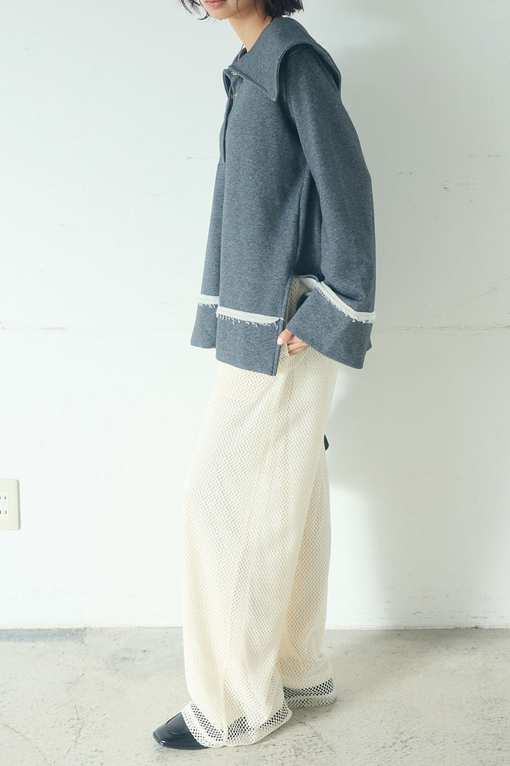 [SET]ビッグカラー2WAYスウェットトップス+メッシュリラックスパンツ(2set)