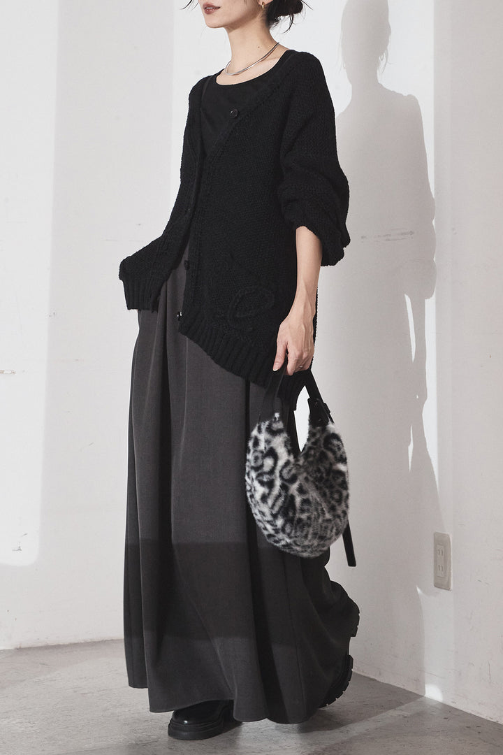 [SET]コード刺繍リラックスニットカーディガン+フレアリラックスキャミワンピース(2set)