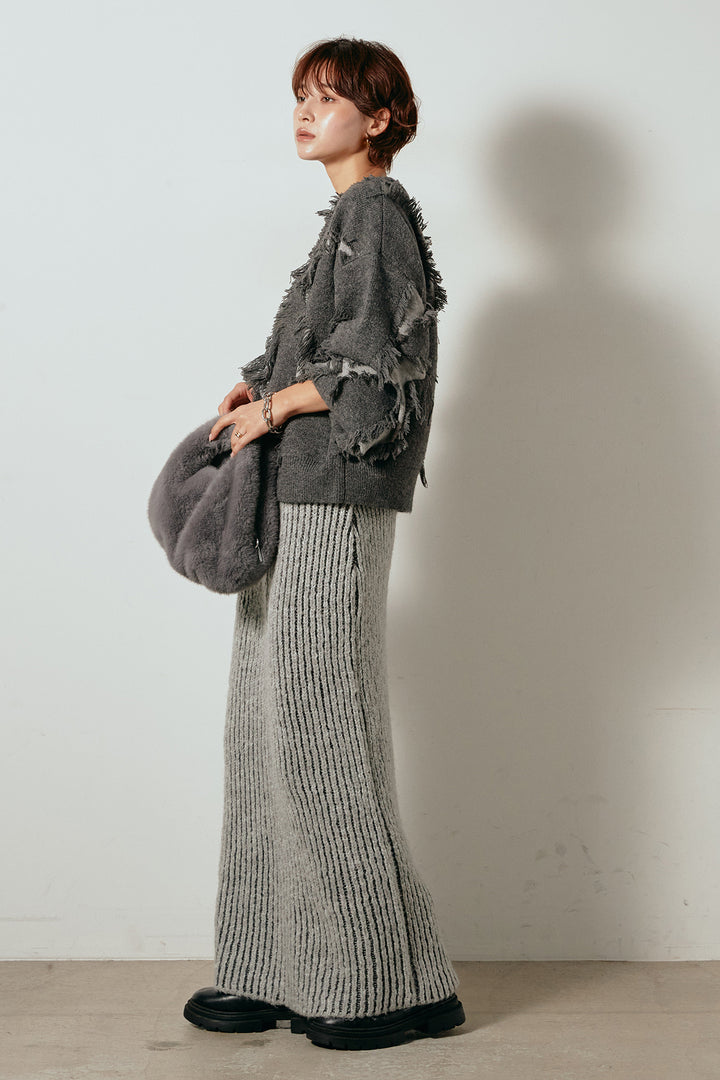 [SET]シャギージャガードニットトップス+アルパカタッチニットタイトスカート(2set)