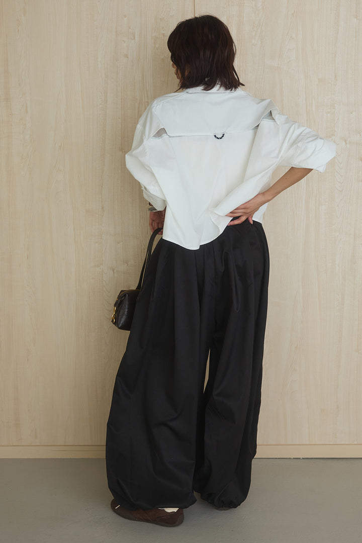 [SET]ビッグポケットシャツ+裾絞りワイドパンツ(2set)