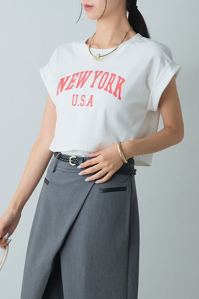 [着回しセット]ショート丈NEWYORKロゴTシャツ+ショート丈NEWYORKロゴTシャツ(2set)