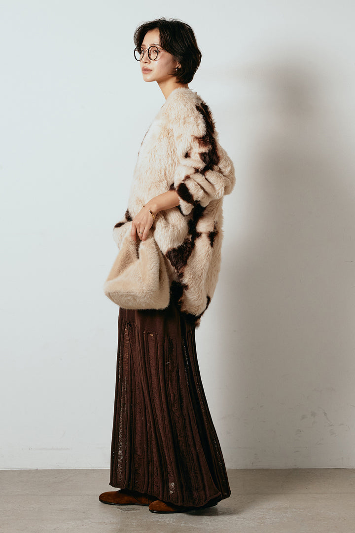 [SET]タイダイ柄シャギーニットトップス+裾シアーリブスカート(2set)