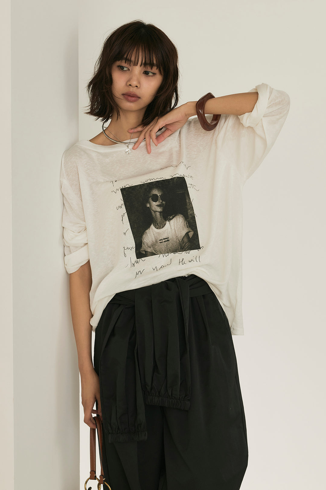 [SET]ヴィンテージグラフィックロンT+合繊ツイルスタンドウエスト巻きジョガーパンツ(2set)